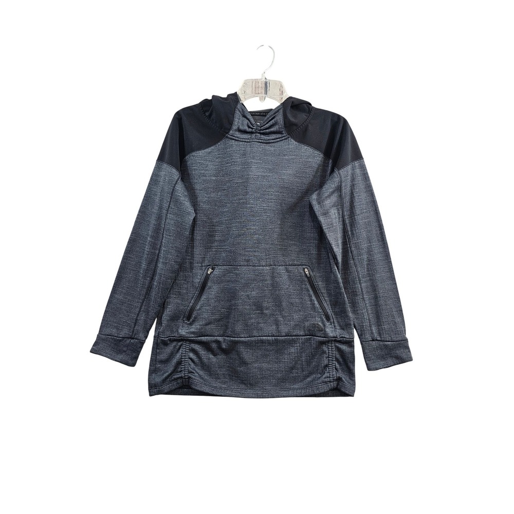 The North Face Mountain Athletic Hoodie Women Medium‎ Grey Black Fleece Pullover